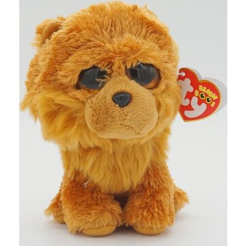 15CM Ty Beanie Barley Brown Body Big Eyes Cute Kawaii Chow Chow Dog Stuffed Plush Animal Doll Kids ToysChildren Christmas Gifts
