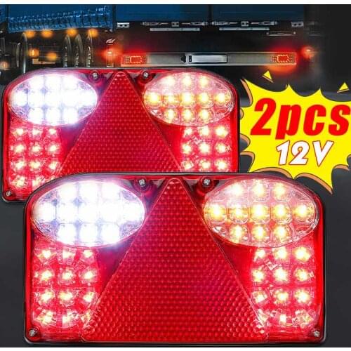 2PCS 12V LED Car Trailer Truck Tail Light Taillight Rear Light Stop Brake Lamps Turn Signal for Van Lorry