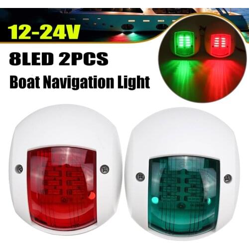 2PCS 12V - 24V LED Navigation Light Signal Lamp Marine Boat Yacht Sailing Red Green Bulb Port Starboard Side Lighting