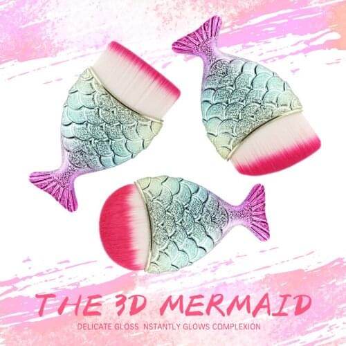 3Pcs Beauty Tool Foundation Blending Makeup Brush Set Highlight Contour Powder Cosmetic Fish Scale Eyeshadow Makeup Brushes Gift