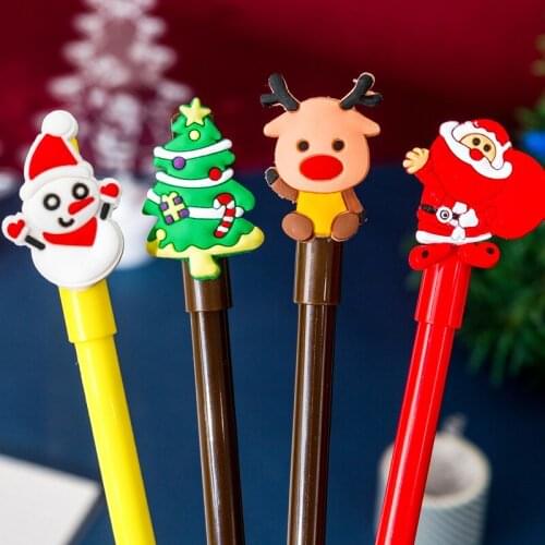 4pcs/Set Kawaii Cartoon Christmas Series Gel Pen 0.5mm Cute Black Gel Ink Pen Office School Supply