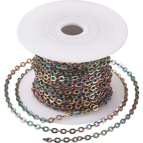 5m/Roll 304 Stainless Steel Cable Chains Multi-color Unwelded Chain for Necklaces Bracelets Jewelry Making DIY with Spool