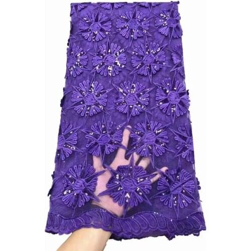 Sequined African Lace Fabric 2021 High Quality Guipure Lace Nigeria Tulle Net Lace Fabrics French Cord Lace Fabric 5Yards