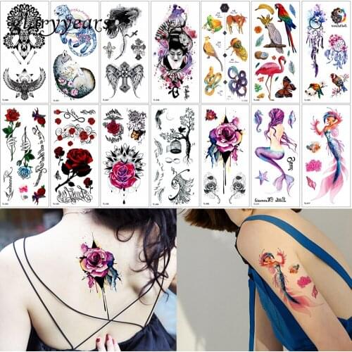 9*19cm glaryyears 5 Sheets Watercolor Body Tattoo WST-TL Temporary Waterproof Tattoo Sticker Wolf Fox Animal Flower Jewelry 2019