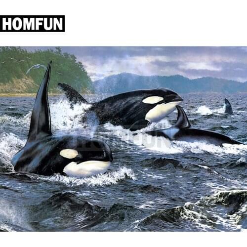 HOMFUN Full Square/Round Drill 5D DIY Diamond Painting "Sea whales" 3D Embroidery Cross Stitch 5D Decor Gift A00390