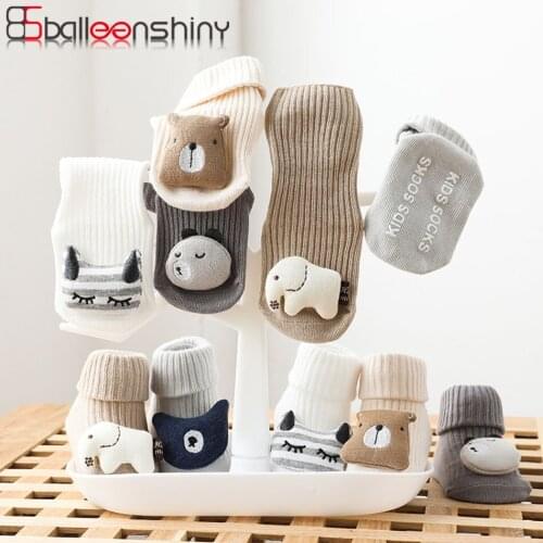 Balleenshiny Three-dimensional Cartoon Doll Newborn Baby Socks Dispensing Non-slip Loose Mouth Kids Socks Children Floor Socks