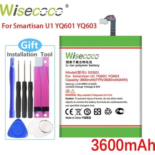 Wisecoco DC601 3600mAh New Battery For Smartisan U1 YQ601 YQ603 YQ605 607 DC601 Phone Replace + Tracking Number