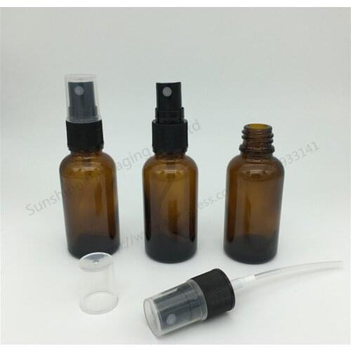 Free Shipping 200pcs 30ml amber glass bottle with Mist sprayer Perfume Spray Glass Bottle factory wholesale
