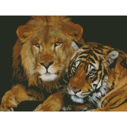 FREE delivery hot selling Top Quality counted cross stitch kit tiger and lion beast animal