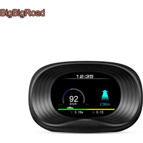 BigBigRoad 3 inch Display Overspeed Warning Alarm System Car HUD OBD 2 II security GPS Head Up Display + GPS Navigation