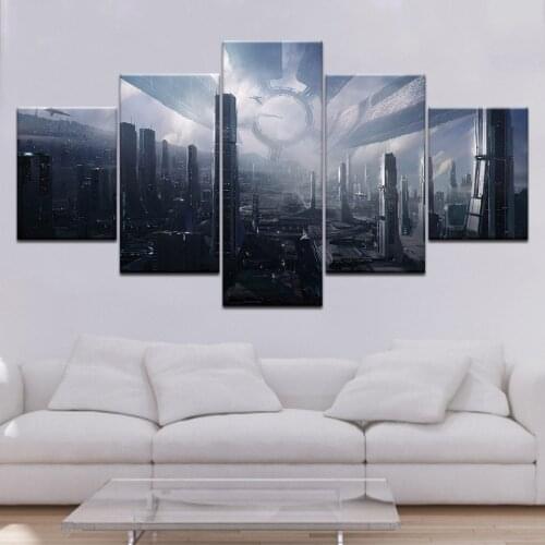 Citadel Mass Effect 5 piece Wallpapers modern Modular Poster art Canvas painting for Living Room Home Decor