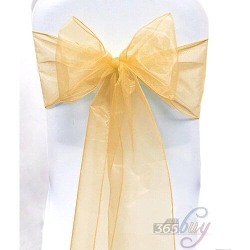 [ Fly Eagle ] 10PCS Organza Chair Sashes Bow Wedding Party Cover Banquet cover sashes #5 Faint Yellow
