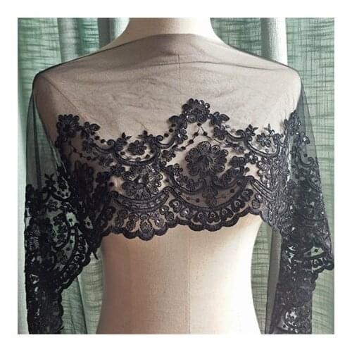 10.236"26cm wide (2yards/lot) Sequined Alencon Embroidered Tulle Lace Trim , Corded Lace Trim on Stage,Vintage Lace