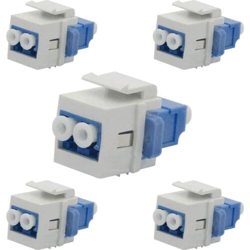 LC Fiber Optic Adapter LC to LC Duplex Multimode 10GB F/F Keystone Coupler for Wall Plates, Patch Panels