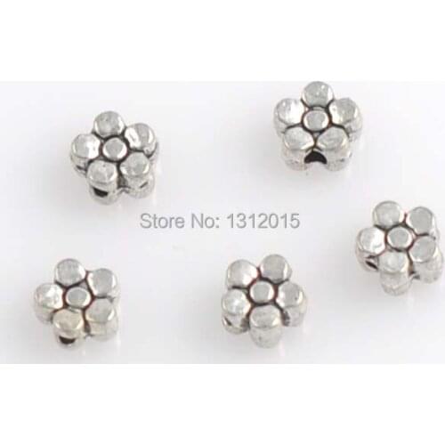 Hot sell Antique Silver Alloy Flower Spacer Beads For Jewelry Making Supplies 8x3mm,50Pcs,YTC0141XH