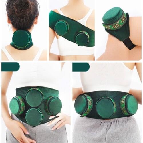 HealthCare Green Velvet Bag Smokeless Moxibustion Box Chinese Moxa Sticks Burner Acupuncture Meridian Heating Therapy Warm Women