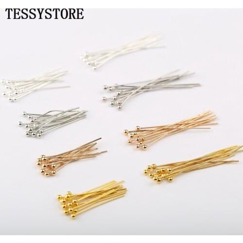 20mm 30mm Silver Gold Plated Bronze Copper Ball Head Pins Needles For Jewelry Making Beads Earring Handmade Accessories