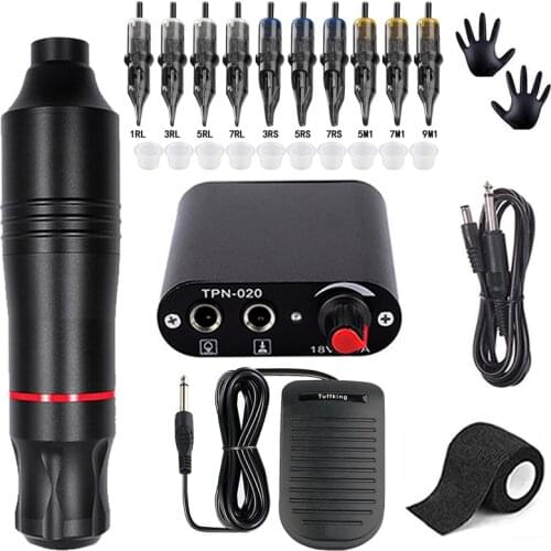 Tattoo Machine Kit Professional Rotary Tattoo Pen Kit with Cartridges Needles Permanent Makeup Machine Set for Tattoo Beginners