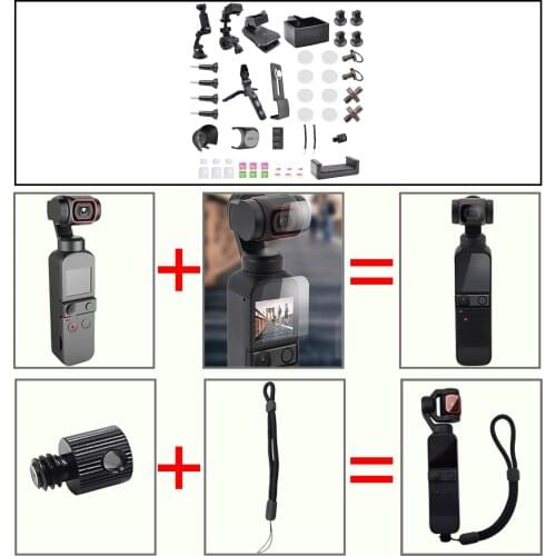 Set of 43 Handheld Gimbal Camera Adapter Mount Metal Tripod Chest Strap Mount Accessories for DJI OSMO Pocket 2