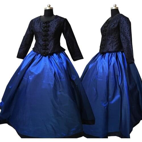 2020 New blue victorian Halloween Cosplay dress Colonial Georgian Renaissance Gothic Historical dress D-599