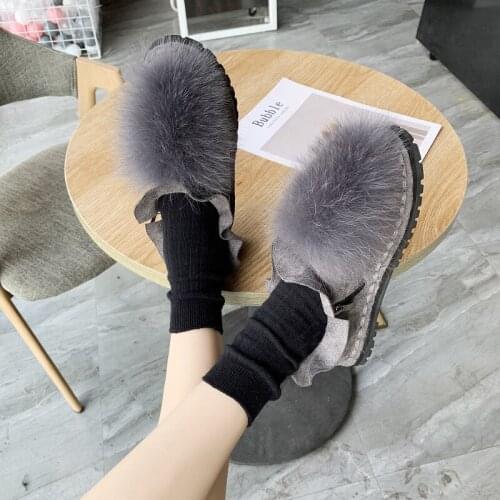 2020 New Lotus leaf female snow boots Winter non-slip student plus velvet warm cotton shoes flat boots Zapatillas Mujer U11-38