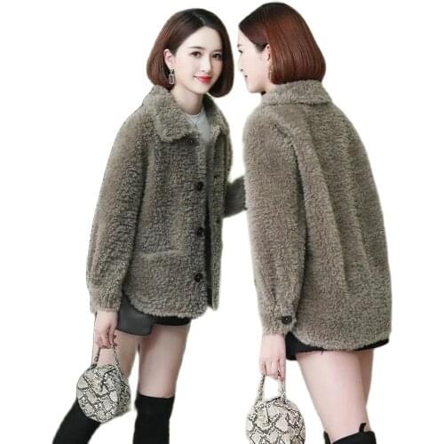 2021New Imitate Sheep Shears Velvet Fur Women Coat Grain Fleece Fur One Lapel Single-Breasted Imitate Lambswool Ladies Overcoat