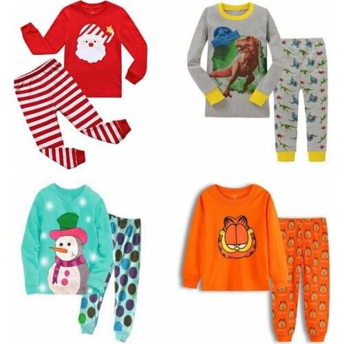 New Children Clothing Suit Cold Winter Toddler Kids Baby Boys Pyjamas Christmas Nightwear Sleepwear T Shirt Pants Set