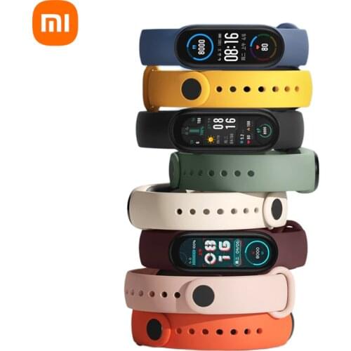 Xiaomi Original Mi Band 6 Strap Pink Purple Ivory Olive Color TPU Bracelet Compatible with Mi Smart Band 6 NFC