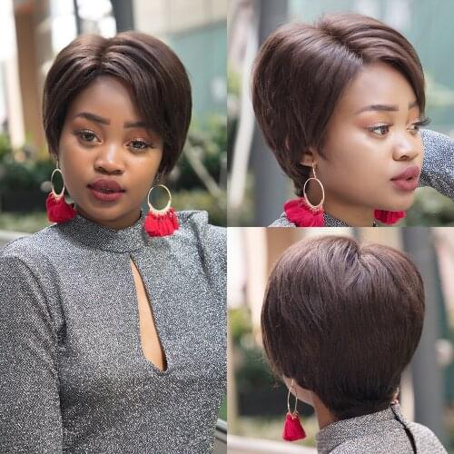 Short Lace Part Wigs Straight Bob Human Hair Wigs Pixie Cut Lace Front Wig Nature Black Brazilian Human Hair Wig Pre Plucked