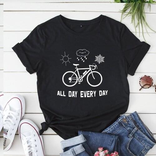 Cartoon bicycle print Tshirts Cotton Women Oversized T Shirt Graphic Tee Shirt Harajuku Basic Tops Ladies Loose Woman Clothes