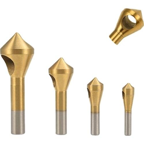 4pcs titanium-plated oblique hole chamfering device 90 degree angle single hole deburring set high speed steel chamfering knife