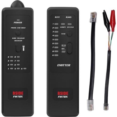 LED Lighting FWT8X RJ45 RJ11 Network Line Finder Anti-Interference Pairing Device Telephone Tester Telecommunication Tool Kit