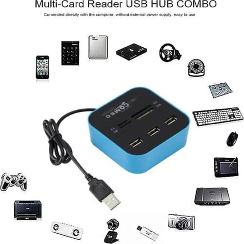 USB HUB 2.0 3 Ports TF Micro SD Card Reader Slot USB Combo Multi All In One Splitter Cables For Laptop Macbook