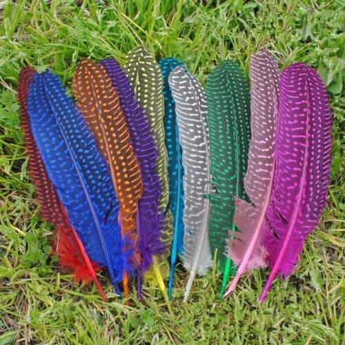 Polka Dot Guinea Hen Feathers for Crafts 13~18cm 5-8" Pheasant Feather Wedding Feathers Decoration Carnaval Assesoires Plumas