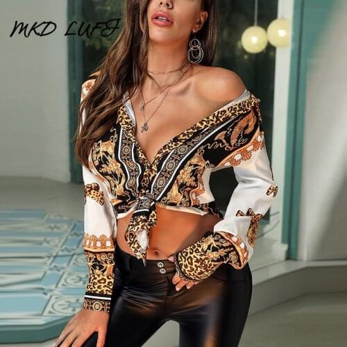 Baroque Leopard Print Casual Shirt Women Turn-down Collar Long Sleeve Casual Blouse Tops Streetwear