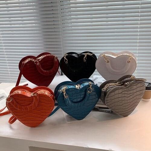Heart Bags for Women 2021 Trend Leather Shoulder bag ladies Fashion Unique Party Luxury Designer Stone Pattern Crossbody bags