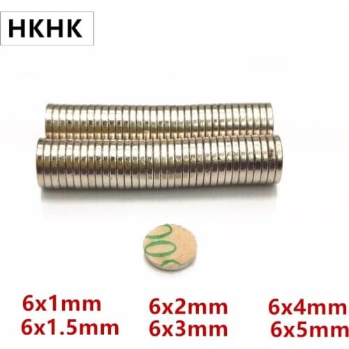10/100 Disc magnet 6x1 6x1.5 6x2 6x3 6x4 mm Belt with 3M self - adhesive NdFeB magnet Dia 6mm neodymium magnet Magnetic standard
