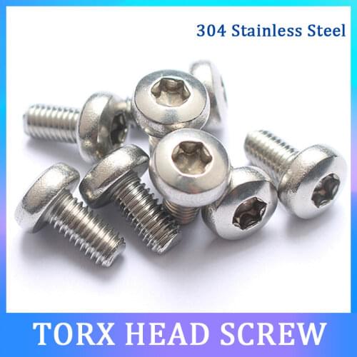 10/50pcs Stainless Steel 304 Six-Lobe Torx Pan Head Screw Six Lobe Round Head Bolt M2 M2.5 M3 M4 M5 M6 Round Head Small Screw