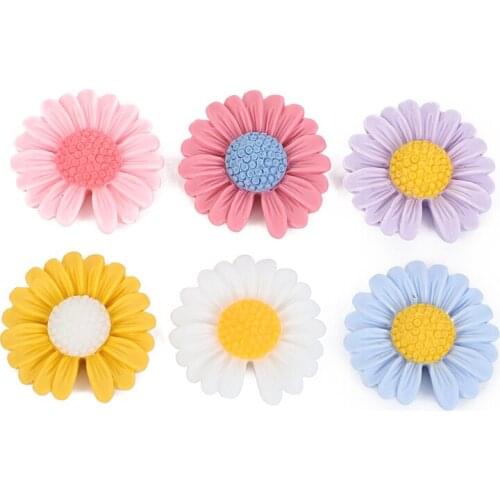 10Pcs 23mm Mixed Resin Flower Flatback Embellishment Cabochon Little daisy Decoration Scrapbooking Diy Craft Supplies Accessory