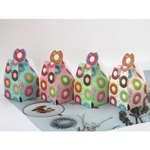 100 Pieces/Lot) Candy Packing box of Doughnut Cake box and Cookie box bag For Bridal showers and Baby birthday Party gift box