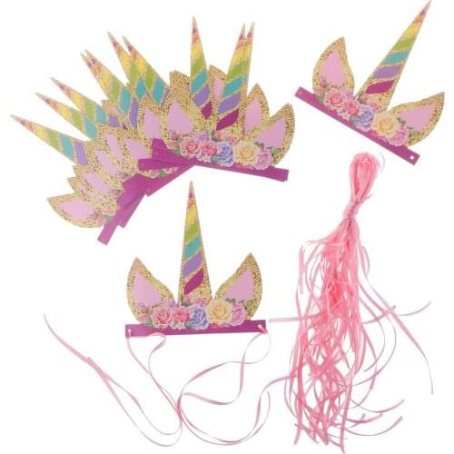 12 Pack Magical Paper Unicorn Tiara Birthday Hat Kids Party Supplier