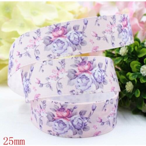 165359,(1")25mm 10yard/lot Flowers Ribbons Thermal transfer Printed grosgrain Wedding Accessories DIY handmade material