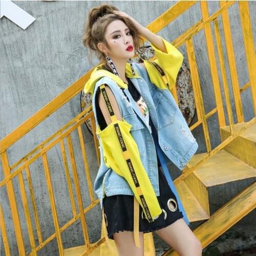 2020 Hole Hooded Cowboy Short Female Loose Jacket Free Shipping High Quality