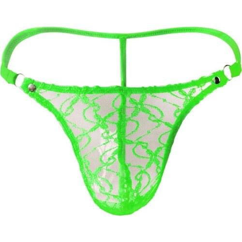 2021 Sexy Mens Underwear New Fashion Males Underwear Transparent Mesh Panties Dark Pattern Low Waist Sexy Thong T Briefs