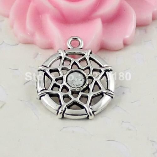 50pcs/lot Metal Zinc Alloy Silver Tone Flat Round Charm Pendant For Necklace DIY Jewelry Making Accessories 21x18mm (K01611)