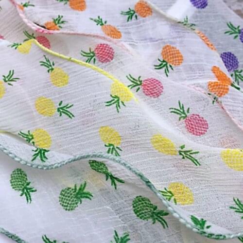 5.5cm/25 yards Fruit pineapple wave ribbon bow headdress Hair bow hem Clothing accessories home Decor gauze
