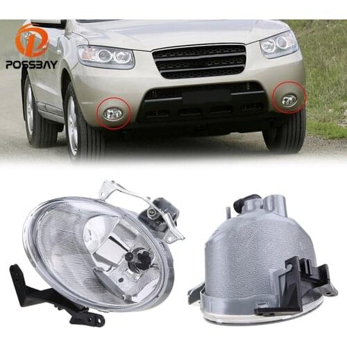 POSSBAY Car Accessories Front Bumper Fog Light for Hyundai Santa Fe (CM) 2007-2009 Pre-facelift Automobiles Halogen Fog Lamps