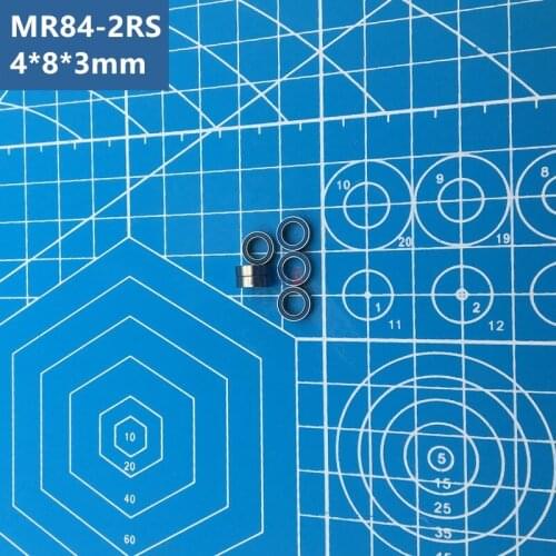 Free Shipping 10pcs MR84-2RS 4*8*3 mm blue sealed Miniature MR84 2RS deep groove Ball Bearings MR84RS L-840DD MR84