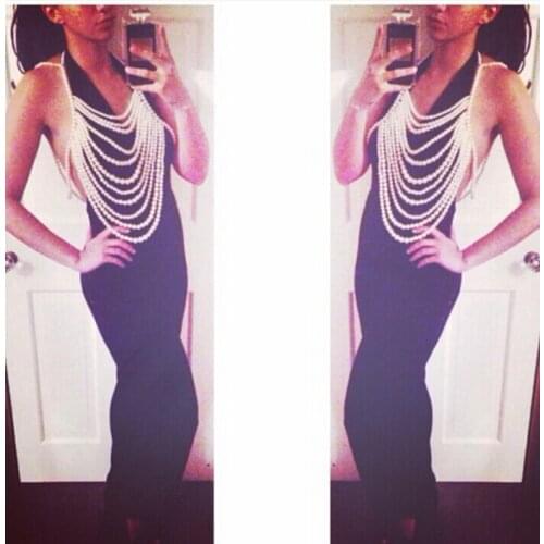 FREE SHIPPING NEW STYLE P21 WOMEN FASHION WHITE IMITATION PEARLS CHAINS JEWELRY FULL BODY BEADS EARRINGS JEWELRY