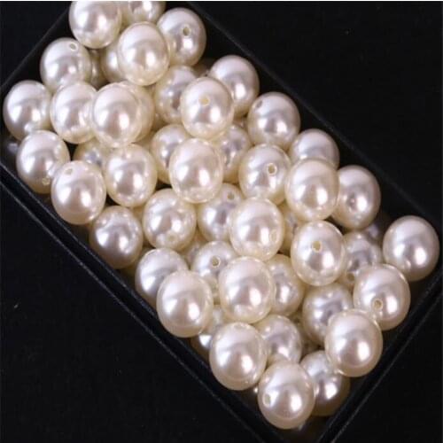3 4 5 6 8 10 12 14 16 18 20 25 30 40mm Ivory ABS Imitation Round Pearls Beads with hole Faux pearls CX56